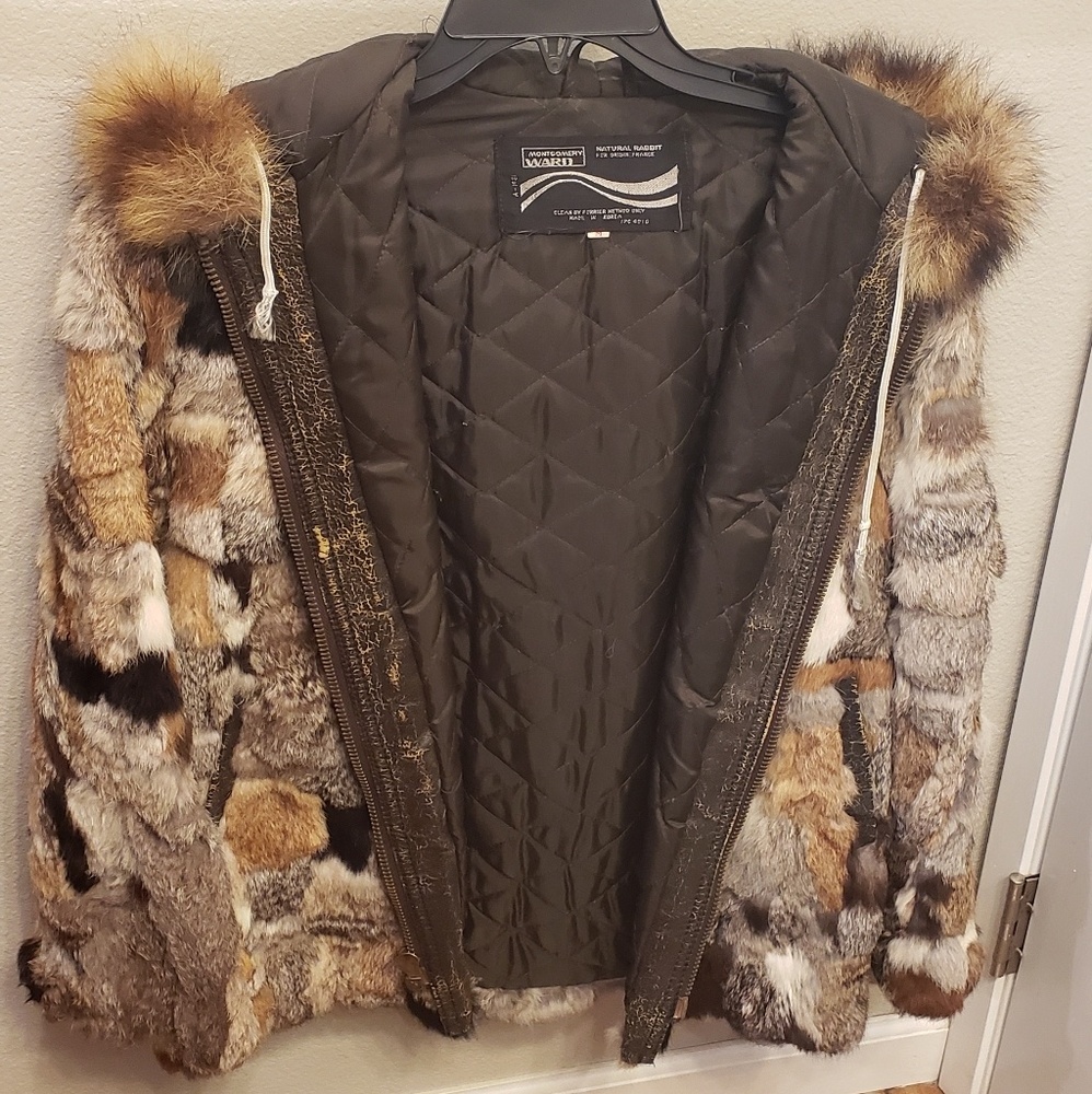 1970's Vintage Montgomery Ward Natural Rabbit Coat